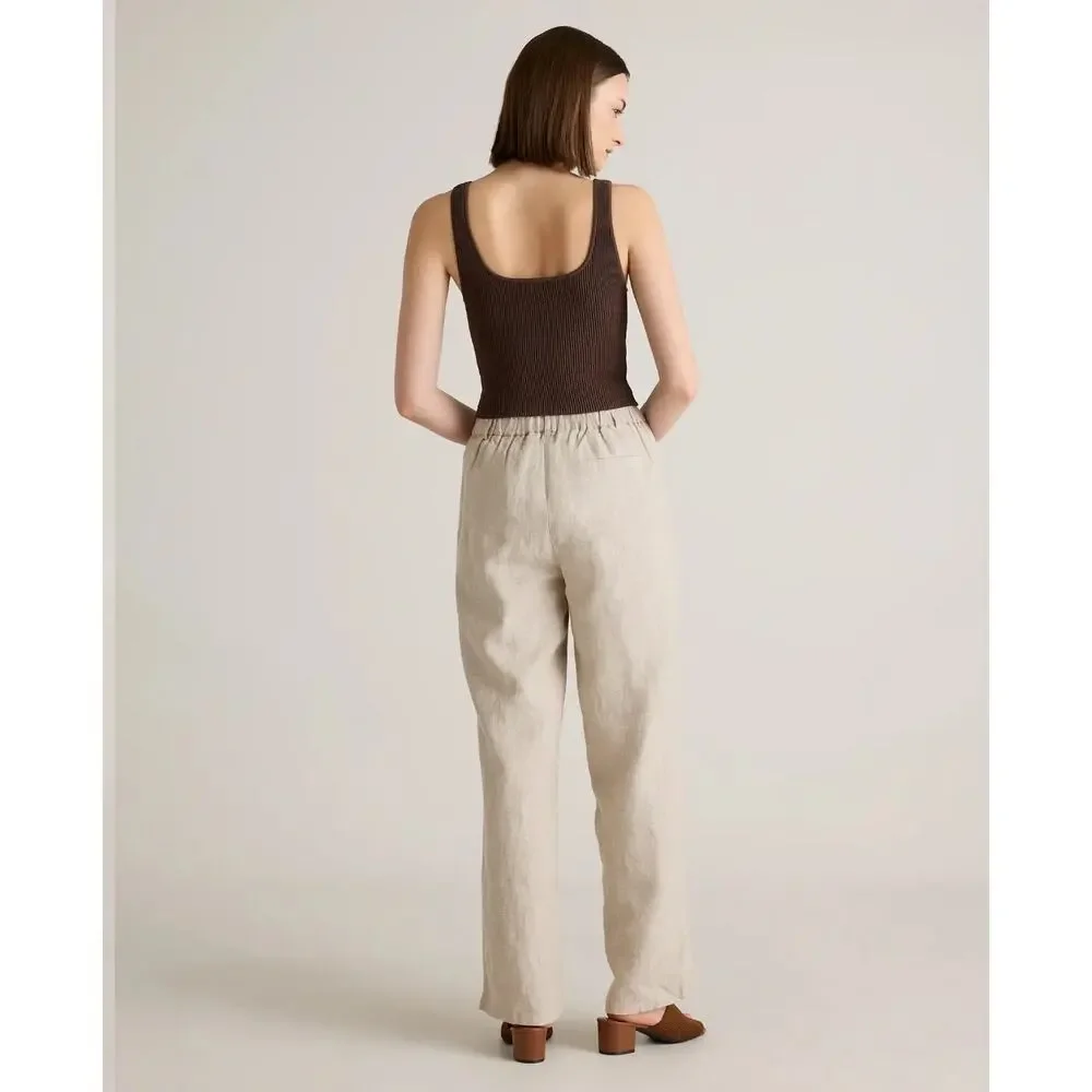 Quince 100% European Linen Pleated Trouser Flax 10 Classic Minimalist Hamptons